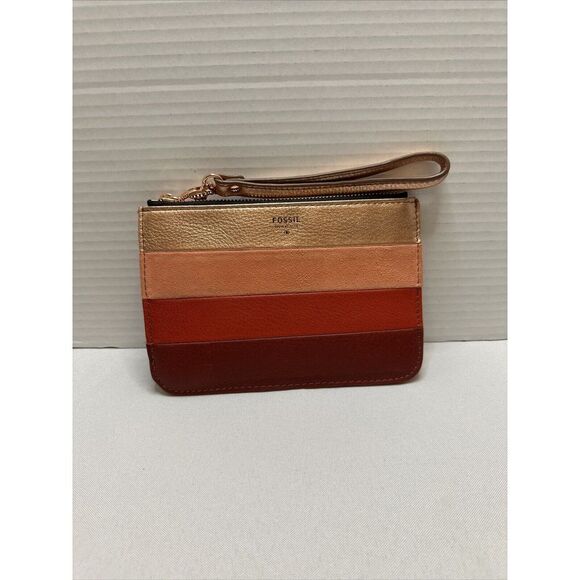 Fossil Handbags - Fossil Multi-Color Leather Wristlet Credit Card Organizer Wallet Rose Gold Trim